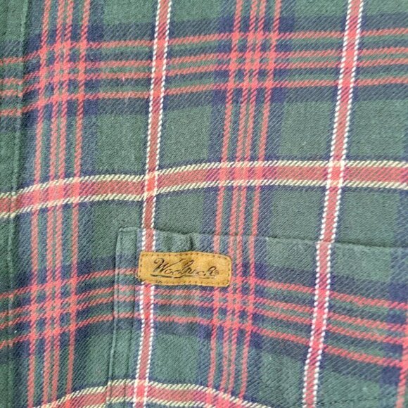 Woolrich Men's 100% Cotton Plaid Flannel Button Down Hunter Green Shirt Size L - Picture 4 of 12